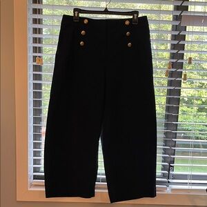 Talbot’s Navy Cropped Pants with Gold Button Accents